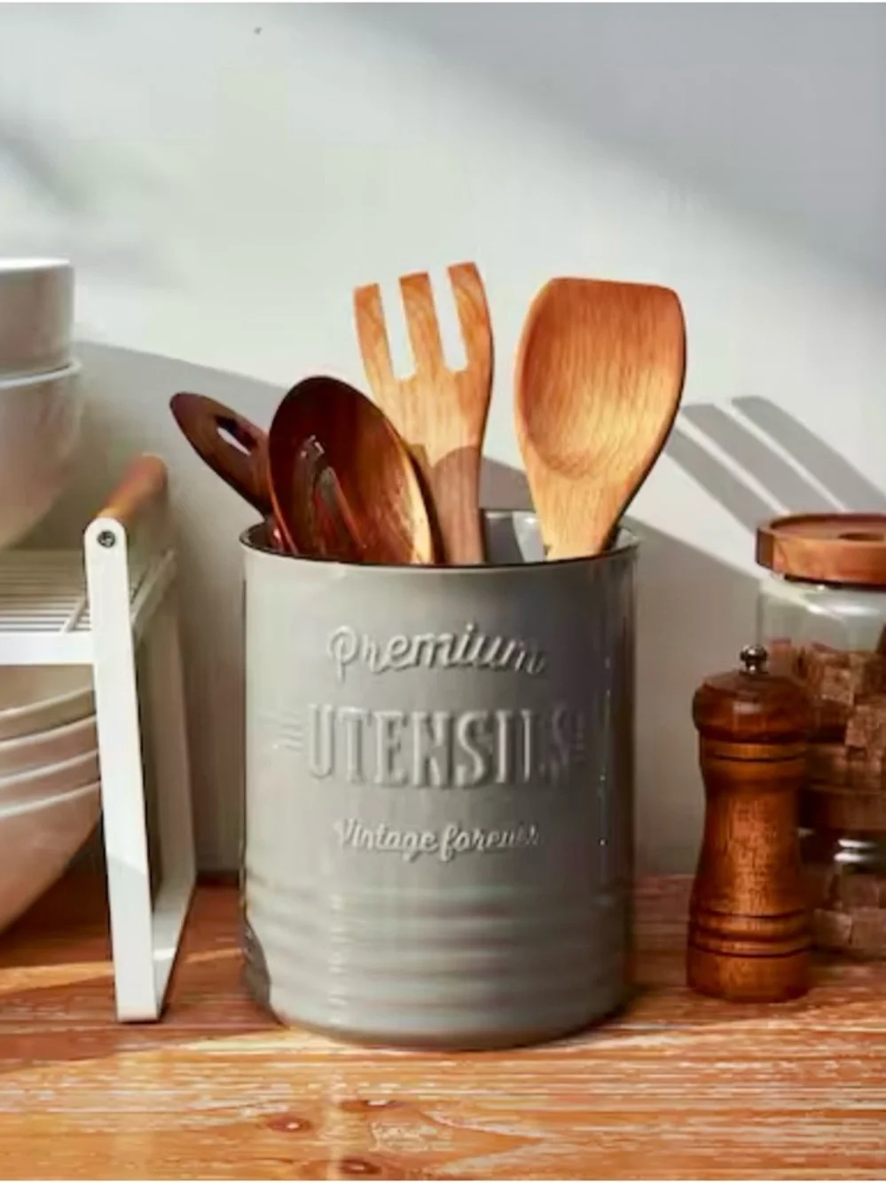 Dowan Premium Utensils Ceramic Crock - Gray